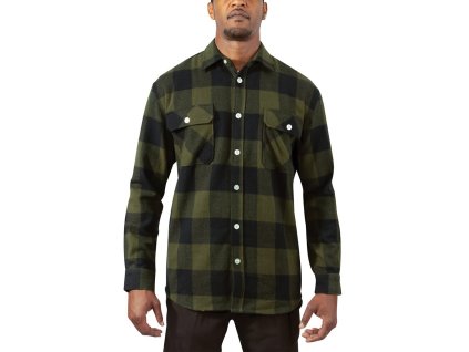 Košile dřevorubecká FLANNEL kostkovaná OLIVE DRAB