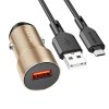 Rychlonabíjačka do auta Borofone BZ19A vrátane dátového kábla microUSB 18W zlatá