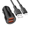 Nabíjačka do auta Borofone BZ19 vrátane lightning kábla Dual 12W čierna