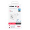 Adapter Swissten Duál 20W na rýchle nabíjanie biely