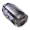 Adaptér do auta Borofone BZ29B s funkciou rýchleho nabíjania Dual 36W transparentný fialový