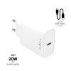Výstupná nabíjačka FIXED USB-C a kabel USB-C/USB-C, podpora PD, 1 meter, 20 W, biela