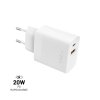 Adaptér FIXED s výstupom USB-C a USB podpora PD a QC 3.0 20 W biely