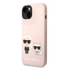 Karl Lagerfeld MagSafe kompatibilný kryt Liquid Silicone Karl and Choupette pre iPhone 14 Plus Pink