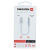 Audio adaptér Swissten textilný USB-C - jack (samica) 0,15 m strieborný