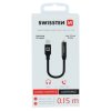 Audio adaptér Swissten textilný lightning - jack (samica) 0,15 m čierny