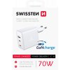 Napájací adaptér Swissten 2x usb-c + 1xusb 70w