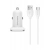Nabíjačka do auta Borofone BZ12 12W vrátane duálneho bieleho dátového kábla USB-C
