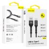 Dátový kábel Blavec Raptor Braided USB-A - USB-C 3A (CRA-UC3BG10) 1m čierno-sivý