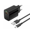 Rýchlonabíjačka Foneng EU64 s dátovým káblom microUSB 18W čierna
