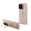 Zadný kryt Guess PU Grained 4G Logo Stand Camera Frame pre iPhone 13 Ružový