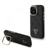 Zadný kryt Guess PU 4G Strass Triangle Logo Stand Camera Frame MagSafe pre iPhone 16 Pro Black