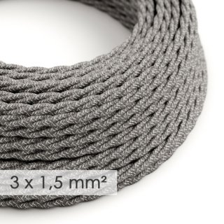 Retro kabel 3x1,5 kroucený s textilním opletem Melange Grey TN02