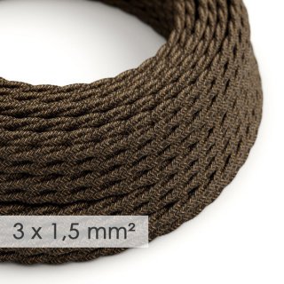 Retro kabel 3x1,5 kroucený s textilním opletem Melange Brown TN04