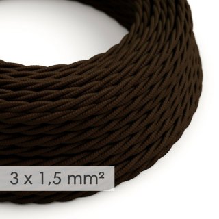 Hnědý splétaný kabel 3x1,5mm Classic Brown TM13 - lesklý