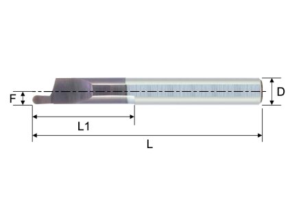 Vnitřní karbidový mini nůž čelní pro min díru pr. 5mm (pravý) H1,2