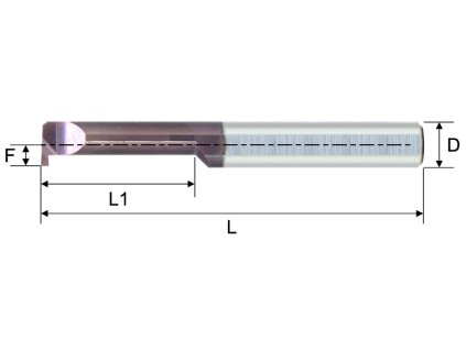 Vnitřní karbidový mini nůž drážkovací pro min díru 8,1mm (pravý) H2,2mm W1