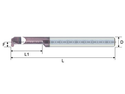 Vnitřní karbidový mini nůž drážkovací pro min díru 5,1mm (pravý) H1,2mm W1
