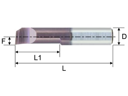 Vnitřní karbidový mini nůž pro minimální průměr díry 2,4mm (pravý)