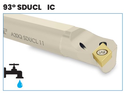 Soustružnický nůž A16Q SDUCL 11 s chlazením pro destičky DC.. 11T3.. (levý)