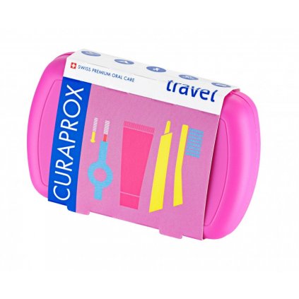 Travel set růžový - Zubní a mezizubní kartáček a pasta na zuby