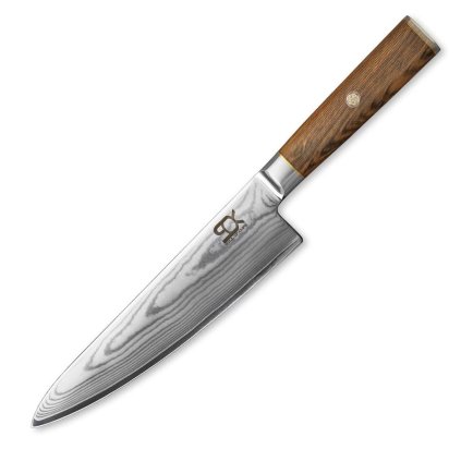 Szakácskés COCOBOLO LÉ WHITE DAMASCUS 21 cm, barna, Dellinger