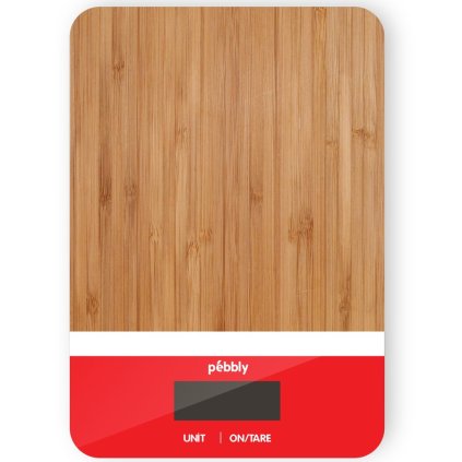 Pebbly PEB-BRN digitális konyhai mérleg, 23 cm, piros, bambusz