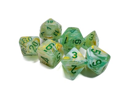 Sada kociek na RPG: Chessex - Marble Green-White Dark Green (7 ks)