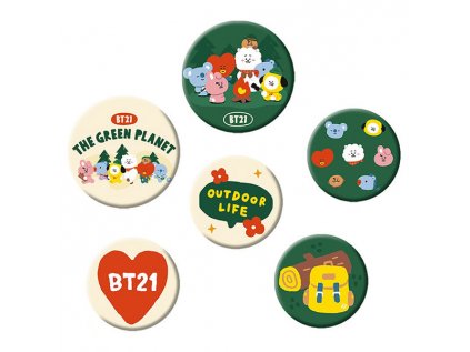 BT21 Green Planet Odznaky 6-Pack