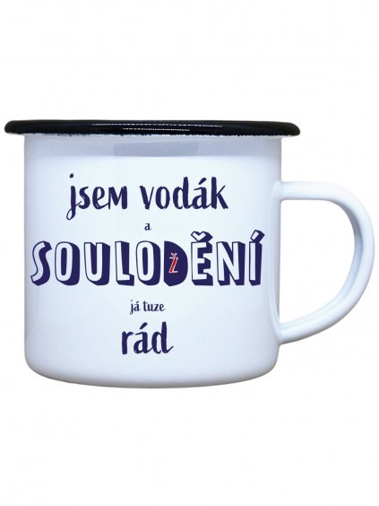 Smaltovaný hrnek plecháček s potiskem soulodění