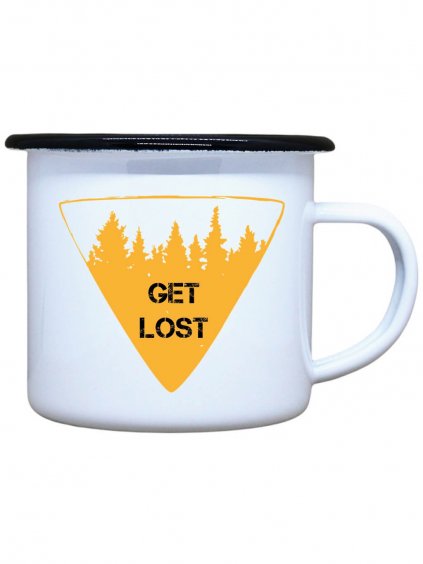Smaltovaný plecháček s potiskem Get lost