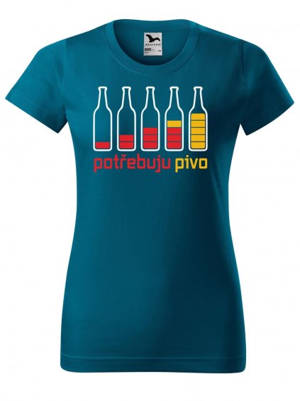 Dámské tričko s potiskem Potřebuju pivo