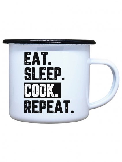 Smaltovaný plecháček s potiskem Cook