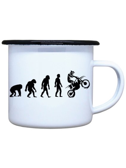 Smaltovaný plecháček Evoluce motorkáře