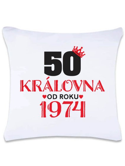 Dekorační polštář s potiskem 50 let královna 40 x 40 cm