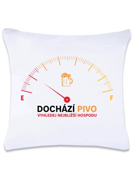 Dekorační polštář s potiskem 40 x 40 cm Dochází pivo