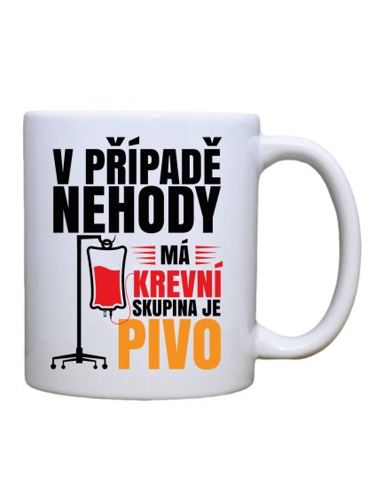 Keramický hrnek s potiskem Krevní skupina pivo