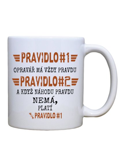 Keramický hrnek s potiskem Opravář pravidla