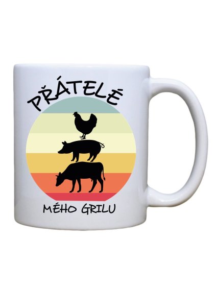 Keramický hrnek s potiskem Přátelé mého grilu