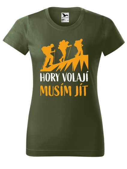 Dámské tričko s potiskem Hory volají
