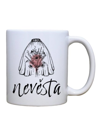 Keramický hrnek s potiskem Nevěsta kytice