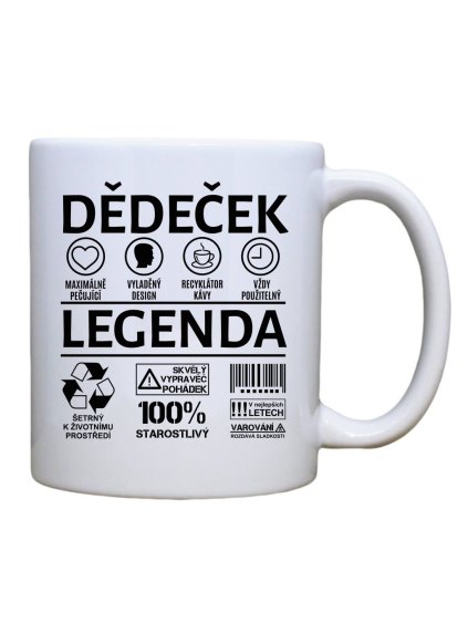 Keramický hrnek s potiskem Dědeček legenda