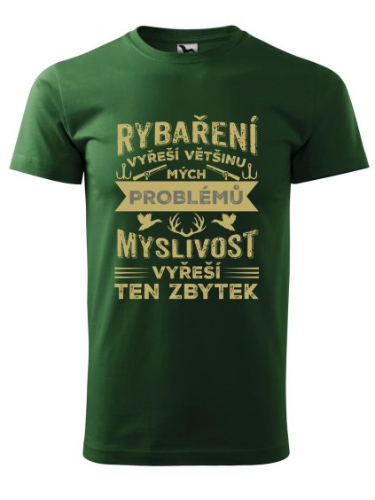 Pánské tričko s potiskem Rybaření vyřeší