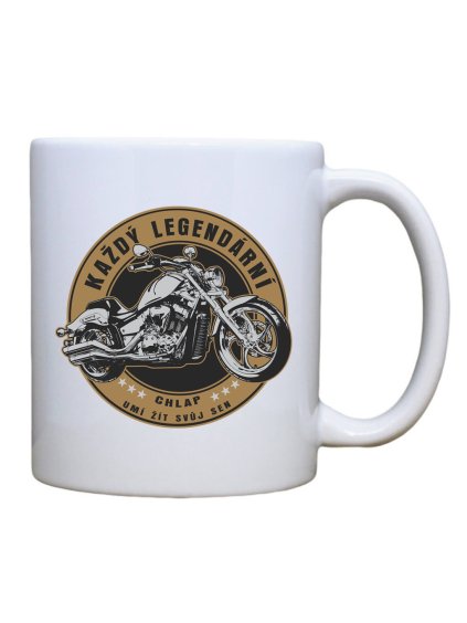 Keramický hrnek s potiskem Legendární chlap motorka