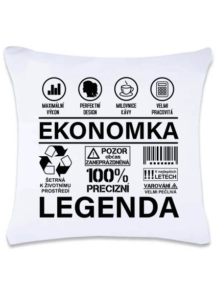 Dekorační polštář s potiskem 40 x 40 cm Ekonomka legenda