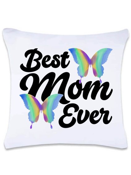 Dekorační polštář s potiskem 40 x 40 cm Best mom motýlci