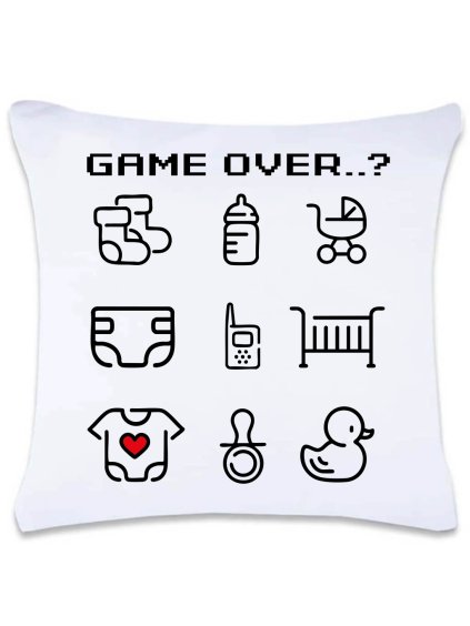 Dekorační polštář s potiskem 40 x 40 cm Game over děcko