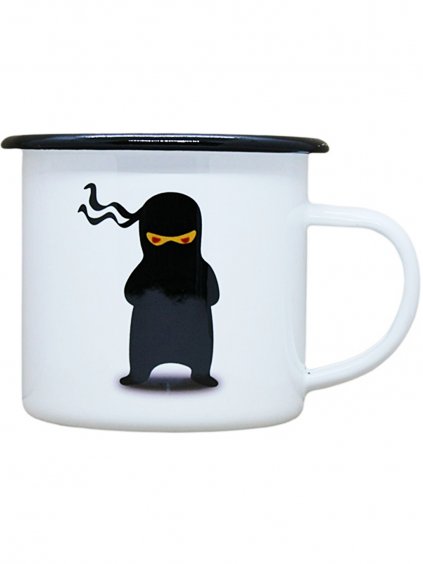 Smaltovaný hrnek plecháček s potiskem ninja2