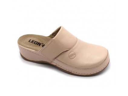 Leon 2019 Dámská zdravotní kožená obuv uzavřená - Pudrová