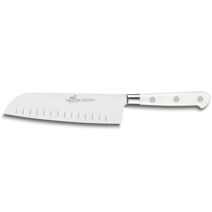 Nóż Santoku TOQUE 18 cm, nity ze stali nierdzewnej, biały, Lion Sabatier